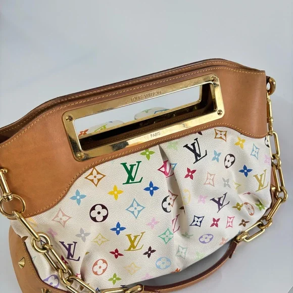 LOUIS VUITTON x TAKASHI MURAKAMI WHITE MULTICOLORE JUDY MM BAG - Picture 5 of 9